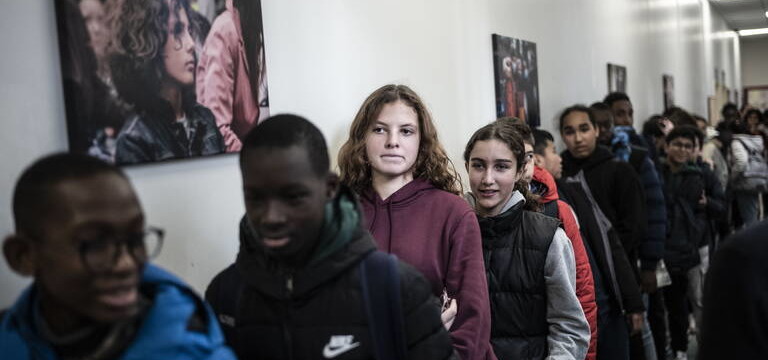 Paris le 22 novembre 2022. Collège Hector-Berlioz dans le 18ème arrondissement. Symbole des ghettos scolaires parisiens, cet établissement du nord de Paris a ressuscité grâce à une expérience volontariste de mixité sociale lancée en 2017.